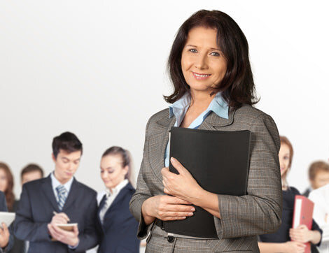 A recruiter meeting a group of job candidates