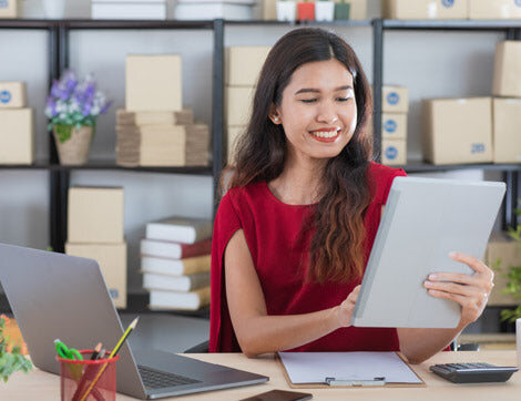 A professional reviewing an application document